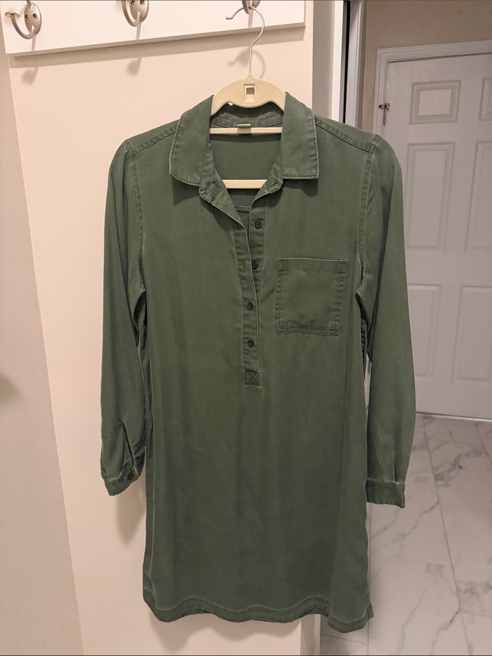 Old Navy Olive Green Long-Sleeve Shirt Dress